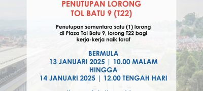 Tol Batu 9 Lane Closing 13 Jan